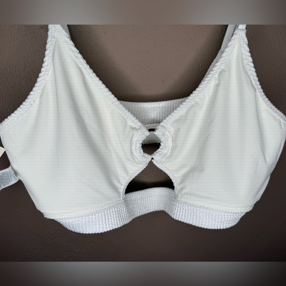 Aerie Crinkle Scoop Cutout Bikini Top White Textured XXL NWT Swim Vacation Boho - Picture 15 of 16